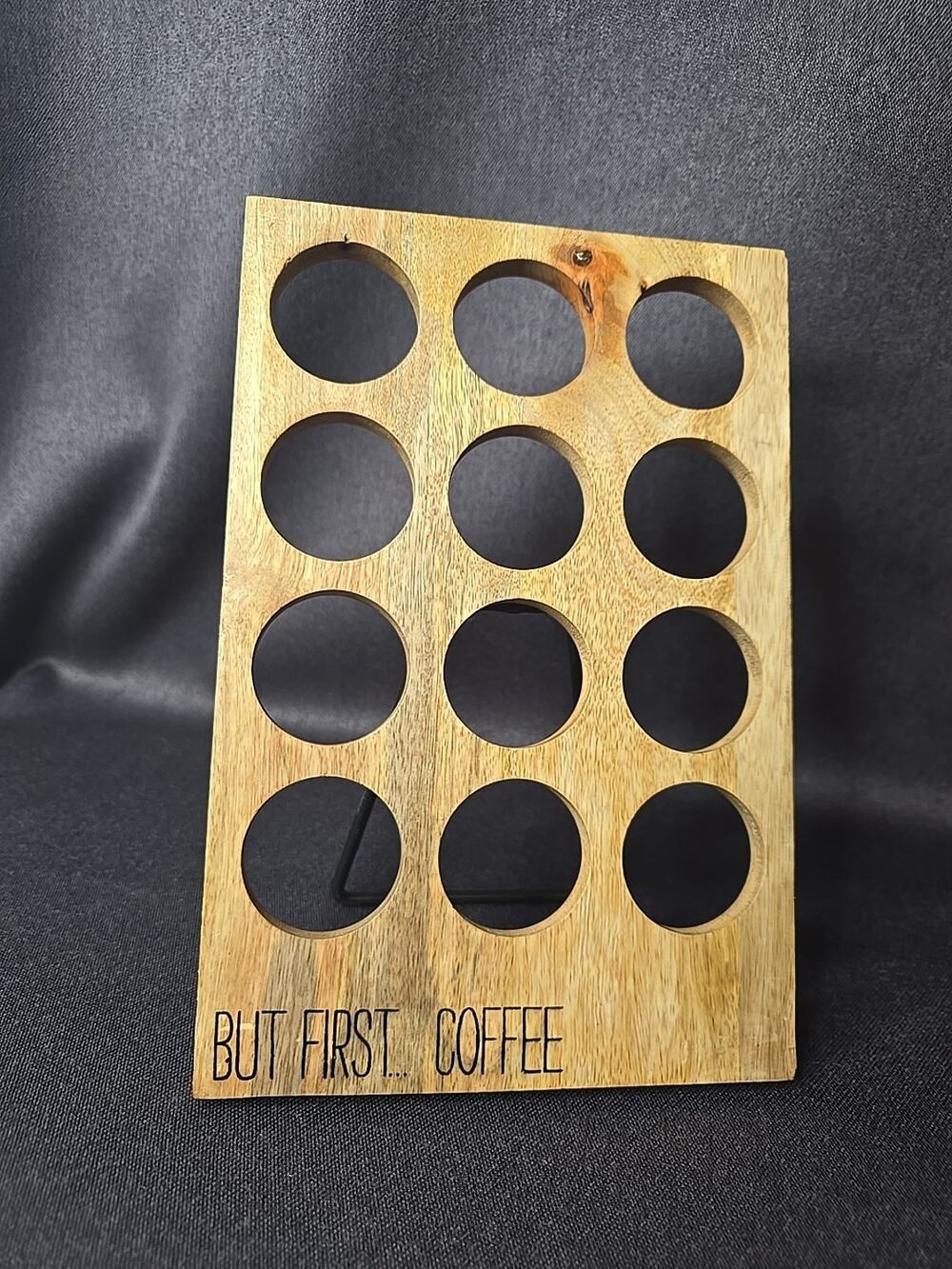 But First...Coffee Pod Stand Farmhouse Pod Holder K-Cup Compatible Wood 12 Hole